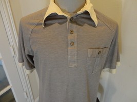 Vtg 70&#39;s Thane Airowisp Brown &amp; Tan 60-40  POCKET Polo Shirt Disco Adult... - £23.73 GBP