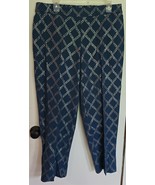 Womens 16 Isaac Mizrahi Live Teal Silver Print Elastic Waist Casual Pants - €16,14 EUR