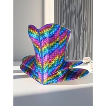 Rainbow Mermaid Scale Corset Top Size Small – Holographic Festival Bustier - $60.00
