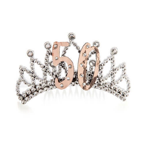 Rose Gold and Silver Tiara - 50th - $20.82