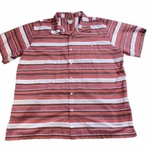 Haband Travelers Men’s Button Up Shirt 2X Short Sleeve Striped 70&#39;S Oran... - $9.88