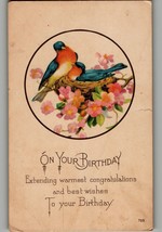 Antique Postcard 1910 On Your Birthday Bluebird Used 5.5 x 3.5 - $10.99