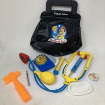 Vintage Fisher Price Medical Kit, black handled bag with accessories.  - £11.16 GBP
