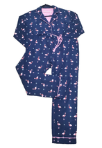 P.J. Salvage Small Blue Pink Let&#39;s Flamingle Flannel Pajama Set - £24.37 GBP