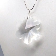 Vintage Crystal Snowflake Pendant Necklace, 925 Sterling Silver Chain - £45.74 GBP