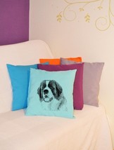 St. Bernard, pillow with dog, home decoration, high quality fabric, 5 colours!!! - £15.13 GBP