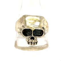 Vintage Sterling Signed RD Gothic Skull Head Skeleton Men&#39;s Ring Band sz 12 3/4 - £51.43 GBP