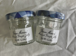 Empty set of 2 mini Bonne Maman jelly jars blue white lids craft supply ... - $19.75
