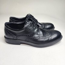 Ecco Black Leather Wingtip Oxford Lace Up Dress Shoes Size 8 - £54.67 GBP