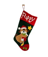 Prima Creations Christmas Puppy Stocking 21 in Santa Hat Holly Applique ... - £14.19 GBP