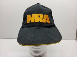 NRA Adult Black Gold Embroidered Logo &amp; Flag Adjustable Fit Cotton Cap Hat New - £9.72 GBP