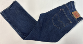 Levis Jeans Men 36x29 501 Straight Dark Wash Blue Cotton Button Fly - $455.60 MXN