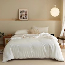 Luxlovery White Bedding Comforter Set Plain White Queen Size Bed Sets Solid - £77.72 GBP