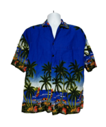 Fun Wear Mens Hawaiian Button Front Shirt XL Beach Palm Trees Surfing - $32.25 CAD