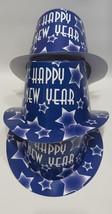 Lot of 3 Beistle Happy New Year Paper Top Hat, Blue, Age 14+ - $14.84
