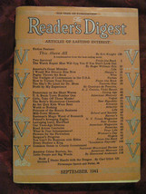 Reader&#39;s Digest September 1941 WWII Sherwood Anderson Vicki Baum A. J. Cronin - £5.49 GBP