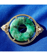 Earth mined Jadeite Jade Art Deco Brooch Elegant Antique Solid 14k Gold ... - $5,172.64 CAD