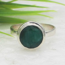 925 Sterling Silver Natural Emerald Ring Birthstone Handmade Jewelry - £27.91 GBP