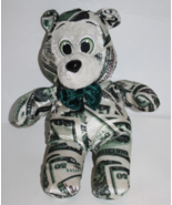 Rinco Money Dollar Teddy Bear Soft Toy Green White Plush Stuffed RI Nove... - $10.40