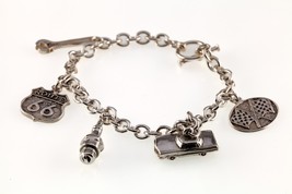 Sterling Silver Charm Bracelet Mechanic Themed Gorgeous - $3,900.24 MXN