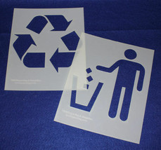 Recycle-Trash Stencils- 2 Pc Set- 14 mil Mylar 8 x 10 Inches - £16.25 GBP