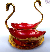 ANIQUE BRASS SWAN / DUCK BOWL PLATE VINTAGE SWAN BOWL - $61.71