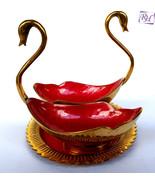 ANIQUE BRASS SWAN / DUCK BOWL PLATE VINTAGE SWAN BOWL - £49.32 GBP