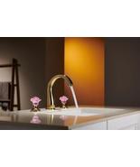 Gold widespread Bathroom Sink flowers Faucet 3 Holes Double Crystal Hand... - $499.00