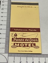 Vintage Matchbook Cover  Ponce de Leon Motel  Tallahassee, FL   gmg  unstruck - £9.92 GBP
