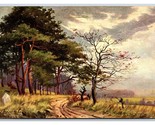 Artist Signed C. Présent Autumn Landscape and Country Road DB Postcard Y9 - $4.90