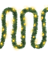 19.69 FT Lighted Christmas Garland Pre-Lit Artificial Pine Green Garland... - $37.91