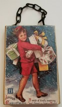 Christmas Ornament Ellen Clapsaddle Postcard Reproduction Decoupage on Wood - £6.17 GBP