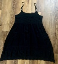 En Creme Women&#39;s Simple Eyelet Style Lace Trim Strappy Dress Black M NWOT - £22.28 GBP