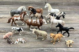 Lot Of 16 SCHLEICH Domestic Farm Animals Collectible Toys Horses, Cows, Pigs + - £30.37 GBP