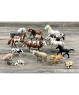 Lot Of 16 SCHLEICH Domestic Farm Animals Collectible Toys Horses, Cows, ... - £30.85 GBP