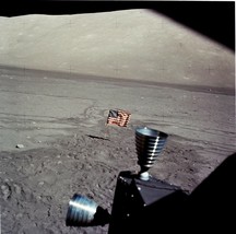 Lunar mountains and US flag seen from Apollo 17 Lunar Module Photo Print - £6.91 GBP+
