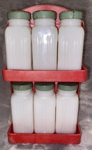 Vintage 50s RED Spice Rack Shelf Plastic Cabinet Rare w/ (6) Griffith spice shak - £43.96 GBP