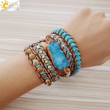Ms stone wrap bracelet druses druzy geode slice bracelets jewellery for women 5 strands thumb200