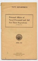 Personal Affairs of Naval Personnel &amp; Aid For Their Dependents Navy Depa... - £9.32 GBP
