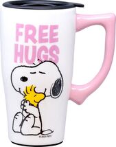 Snoopy Woodstock 12467 Free Hugs Ceramic Coffee Tea Travel Mug Cup 18 oz... - $24.75