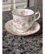 Paragon &quot;Victoriana rose&quot; teacup and saucer with cabbage roses and brush... - $425.04 MXN