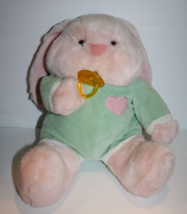 Plush Creations Pink Plush Easter Bunny Rabbit Pacifier 16&quot; Heart Stuffed Vtg 97 - £45.63 GBP