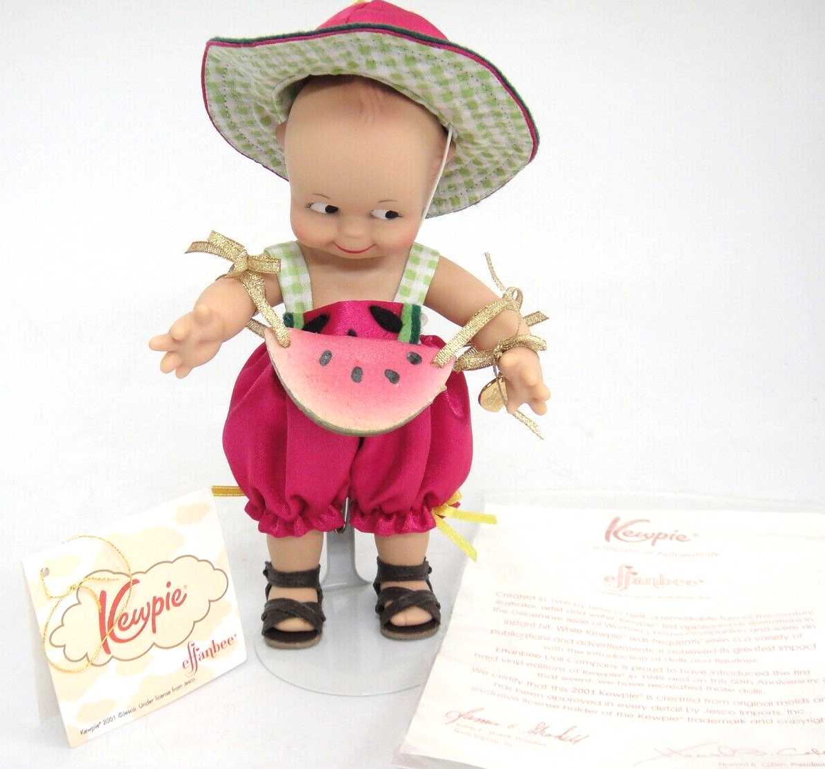 Effanbee Kewpie Doll Watermelon Outfit 8" Stand Tag COA 2001 - $23.50