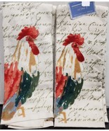 SET OF 2 SAME KITCHEN COTTON TERRY TOWELS (15&quot;x28&quot;) MULTICOLOR ROOSTER, TBO - £10.19 GBP