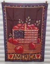 28" X 40" GARDEN FLAG America July 4th Red White blue Apples Brown - $14.80