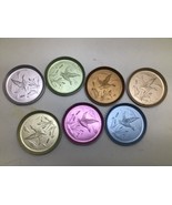 Mid-Century Vintage Aluminum Drink Coasters 8cm Round Metal Ducks Cattai... - $11.88