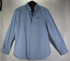 Superdry London Button Down Blue LS Shirt 2XL New - $44.55