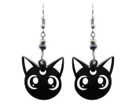 Luna Cat Face Earrings Animal Cartoon Character Graphic Dangle Earrings - Handma - £11.83 GBP