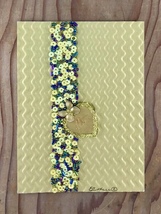 Gold Mom&#39;s Heart with Butterfly and Sequin Band Greeting Card - $8.50