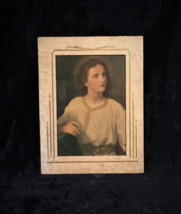 Antique 1930&#39;s Image Of The Young Jesus Christ In White Leatherette Frame - $12.00